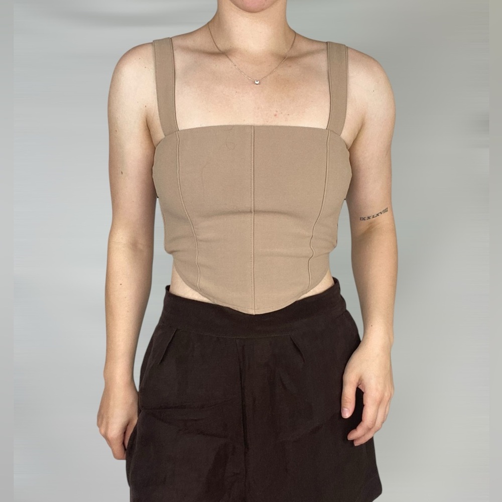 ABERCROMBIE & FITCH Square Neck Corset Top Sleeveless Casual Crop Smocked Sz S‎